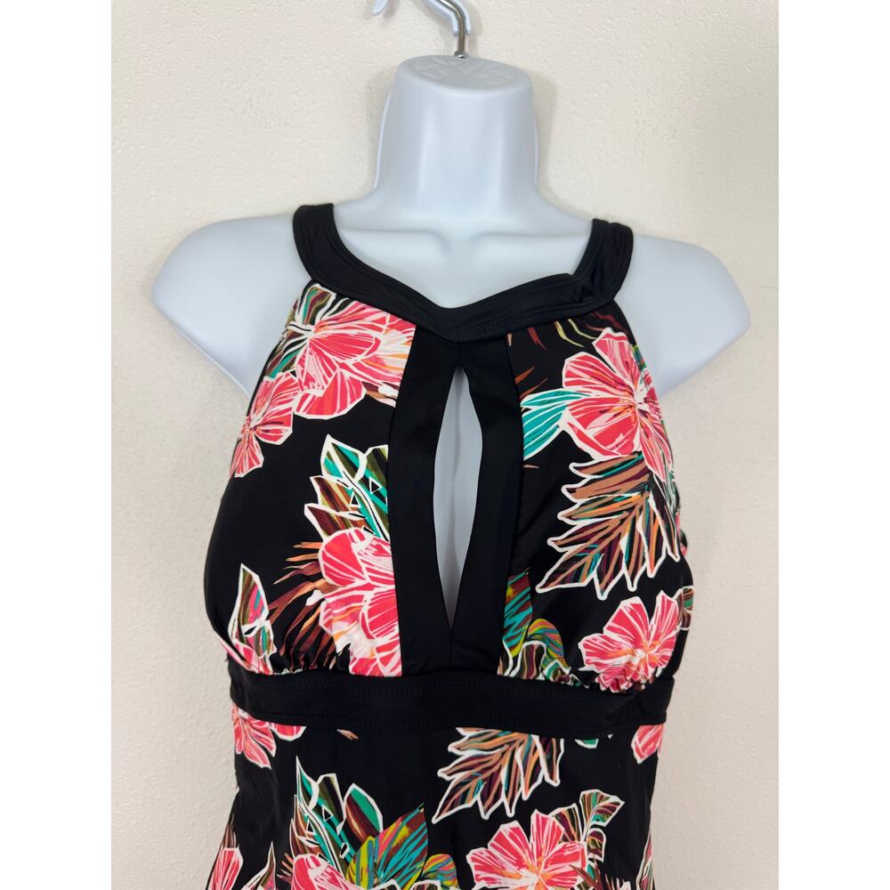 Tahiti Tropical Floral Keyhole One Piece Swimsuit Large 12/14 - Picture 3 of 5